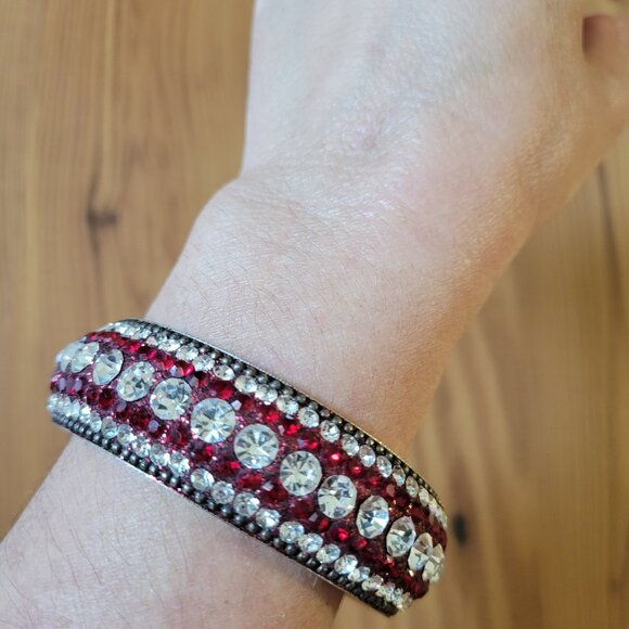 Red Rhinestone Bangle Bracelet - Picture 3 of 3